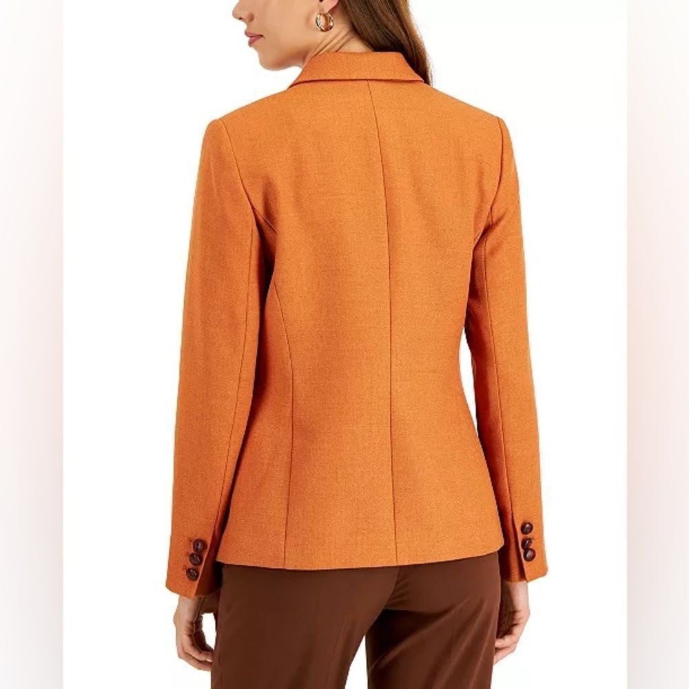 TAHARI ASL Easy Notch Collar Blazer Patch Pockets Orange Spice Size 14 - Picture 3 of 10